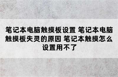 笔记本电脑触摸板设置 笔记本电脑触摸板失灵的原因 笔记本触摸怎么设置用不了